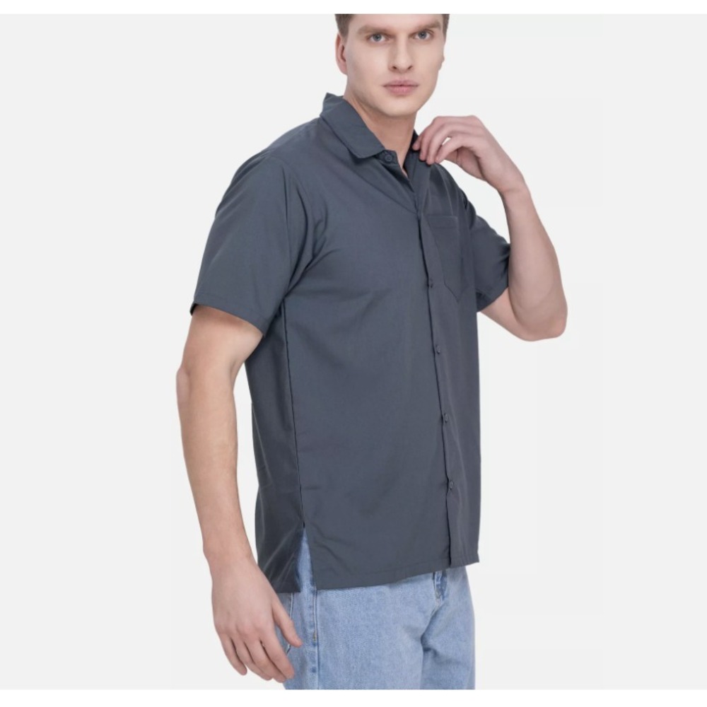 LA LEELA Mens Short Sleeve Button Down Casual Camp Summer Shirt XL Grey, Plain